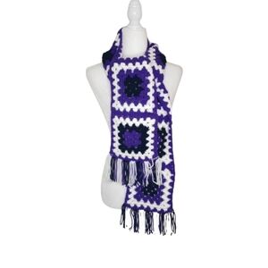 Handmade Crocheted Granny Square Scarf, OS Long